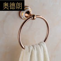 Alderlang bathroom supplies copper-plated European rose gold towel ring towel bar rack bathroom hardware pendant set T