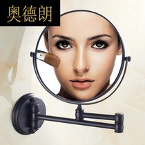QC black bronze bathroom beauty mirror full copper wall-mounted folding makeup mirror zoom double-sided vanity mirror