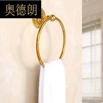 All copper European toilet towel ring golden ring rack towel rack art carved bath towel ring
