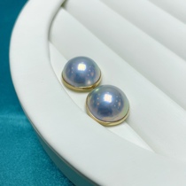 Japan imported natural sea water Mabe pearl earrings 18K gold simple edged Wonderland Mabe earrings