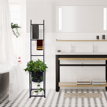 Nordic simple bathroom towel rack Wrought iron creative flower rack Bath towel rack One-piece floor-standing storage rack free of holes