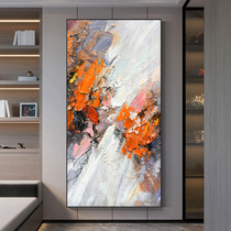 Thick texture orange porch decorative painting light luxury style high-end abstract vertical version of the corridor at the end of the aisle modern