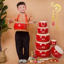 2021 toy drum kindergarten playing drum beating drum percussion instrument cowhide childrens toy big and small gong New