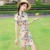 Wesson Limo cheongsam summer 2021 new improved version of the young girl crane bone-etched short dress
