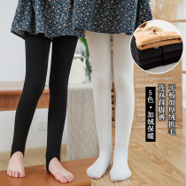 Girls pantyhose autumn and winter thickened plus velvet baby middle and big Children Childrens foot pants student dance bottom socks White