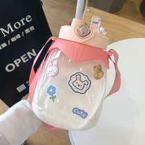 Big belly double drink super large capacity cup girl high color value portable sports kettle bottle 1000ml cup with straw