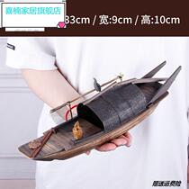 Xinan retro style black boat floating wooden boat fishing boat fishing boat pure handmade model home furnishings