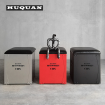 Retro Industrial Wind Stools Bar Cafe Short Bench Creativity Iron Art Metal Square Bench Small Stool Containing storage stool