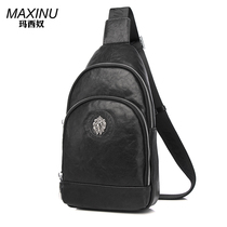 Massiu Chest Bag Mens Slanted Satchel Bag Genuine Leather Bag Men Bag Single Shoulder Bag Individuality Brief Little Backpack Head Layer Cow Leather