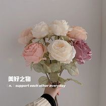 The French style new flower romantic charred edge rose simulation flowers in the wind bedroom decorate the girls heart picnic photo fruit