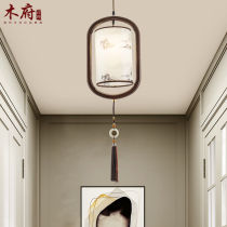 Wood Prefectural Modern Simplicity New Chinese Small Chandelia Black Walnuts solid wood frame Tongmu Creative Arts Corridor Aisle Aisle