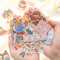 Net celebrity Cute ins wind hand account sticker hand account material paper Cute girl heart can be pasted set small pattern 40 post painting childrens mobile phone shell cup decoration hand account material paper