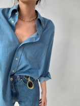 taupe store fashionable wardrobe bi with denim shirt retro gold buckle Classic word-of-mouth version