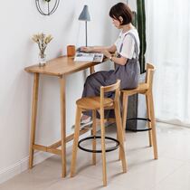 Wall bar table household solid wood kitchen high dining table narrow living room partition balcony bar table window integrated