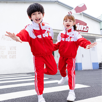 Kindergarten garden clothes spring and autumn winter school uniforms Chinese childrens class uniforms set Youth red sportswear