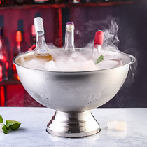  Stainless steel champagne basin Large ice bucket Bar ice grains Cold ice wine Beer red wine Ice cube ice bucket Punch large