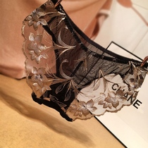 Underpants female lace low waist temptation ultra-thin European and American sexy ladies new transparent fashion net yarn Summer Triangle pants head