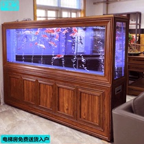 Home Meiqi fish tank Chinese retro aquarium bottom filter glass living room home screen large ecological Super White