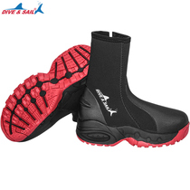 DIVESAIL diving shoes high diving boots mens and womens anti-cutting scraping non-slip 5mm thick traceability rush sea snorkeling shoes