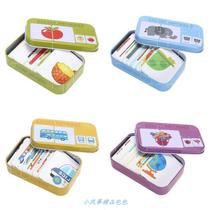Baby Kids Cognition Puzzle Toys Toddler Iron Box Cards Match