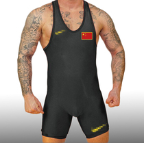 Badiace Chinese team solid color conjoined wrestling clothes fitness weightlifting uniform personality wrestling clothes can be customized LOGO