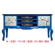 Yangzhou lacquerware factory direct sales Neoclassical Central European-style furniture Blue floor painted flowers and birds high-legged porch decorative cabinet