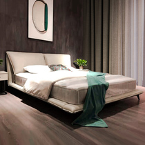 Italian minimalist leather bed Modern minimalist master bedroom soft bag leather bed Nordic designer light luxury wedding bed double bed