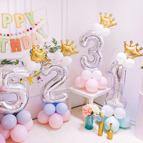 0-9 Birthday 32 Inch Digital Balloon Column Baby Full Moon 100 Days Decorate Childrens Birthday Party Scene Arrangement