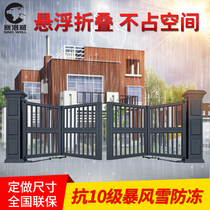  Electric outdoor suspended folding door Courtyard door Villa automatic door double door wrought iron door country wall household