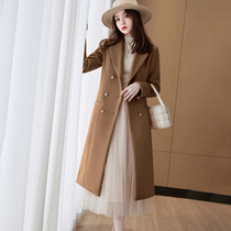 Brown woolen suit coat women winter long fashion double-sided tweed thick warm trench coat coat women autumn and winter