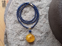Natural old beeswax wax very pure lapis lazuli necklace beeswax net weight 9 35 grams