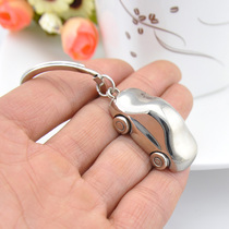 High-grade business boutique car key pendant leather car keychain mens waist hanging stainless steel keychain ring chain