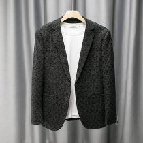 Foreign trade cut casual dark flower small suit jacket men ins tide men spring and autumn coat men casual slim suit