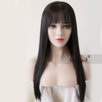 Full hand hook Chemical fiber natural air bangs free boundary high ponytail full lace wig full lacewig