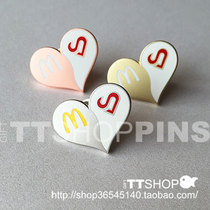 McDonalds mcd peach heart-shaped metal badge medallion badge badge pins total three-customizable