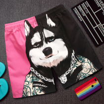  National tide holiday beach pants mens quick-drying couple five-point pants Husky printed shorts Hot spring water park swimming trunks