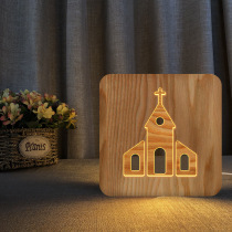  Craft solid wood hollow wood lamp creative hollow USB night light Bedroom table decoration Birthday Christmas gift