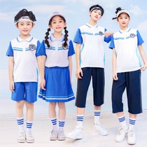 High School Junior High School Summer School Uniform Summer Pure Cotton Short Sleeve Seven-minute Pants Suit for men and women Childrens class