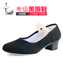 Chen Ting teacher dance shoes character dance shoes womens black belt with the Test representative dance shoes cotton ballet practice shoes