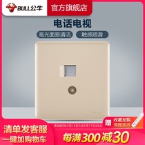 Bull socket flagship TV phone socket 86 type Wall cable TV closed circuit telephone line socket G28 gold