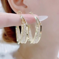 Hong Kong Guochao Advanced Sensation Geometric Square Super-Flashover Ear Ring 2022 New Tide Women Anti-Allergy Pure Silver Needle Ear Accessories