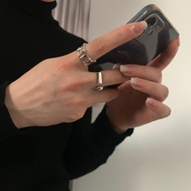 Niche design ring men and women couples Fashion sexual cold wind advanced sense light luxury sterling silver opening index finger ring