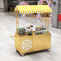  Nordic promotional car Golden mobile shelf Commercial stall display trolley Supermarket tasting table Wrought iron float