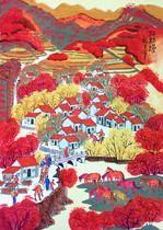 Red rotten leaves red Wanshan red all over the mountains red leaves Cheng Min Shenghuo County peasant painting size 52x38cm