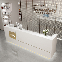 Beauty salon commercial simple white cashier bar bar clothing store Light luxury stainless steel modern hair salon bar table