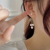 Pearl tassel earrings 2021 New tradesque womens style high sense light luxury niche retro design accessories