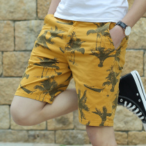 Pure cotton casual shorts mens summer thin trend outer wear middle pants loose Korean version of handsome mens personality five-point pants