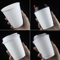 Disposable double hollow paper cup insulated coffee cup hot drink takeaway leak-proof 360ml milk tea cup custom logo