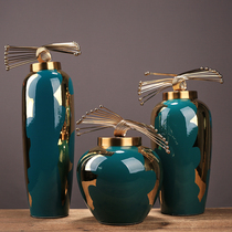 New Chinese creative ceramic storage jar ornament villa hotel model room entrance home TV cabinet soft decorations