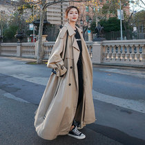 Super long trench coat women to ankle spring and autumn 2021 New Korean loose coat knee high coat